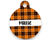 Wagging and Tagging LLC Black and Orange Plaid - Pet tag