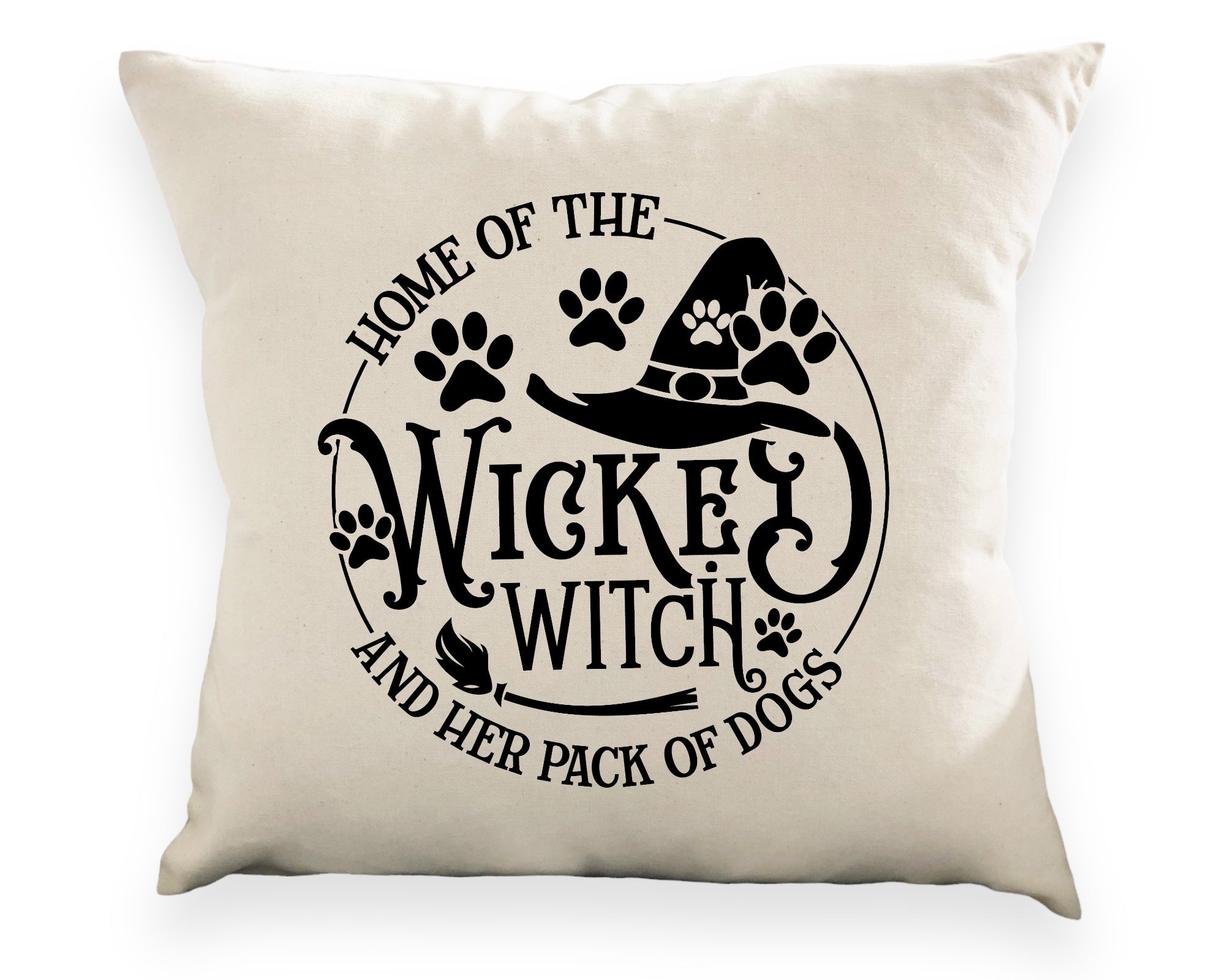 Wagging and Tagging LLC Home of the Wickey witch- Pillow cover