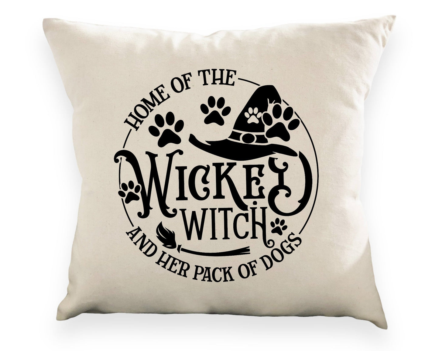 Wagging and Tagging LLC Home of the Wickey witch- Pillow cover