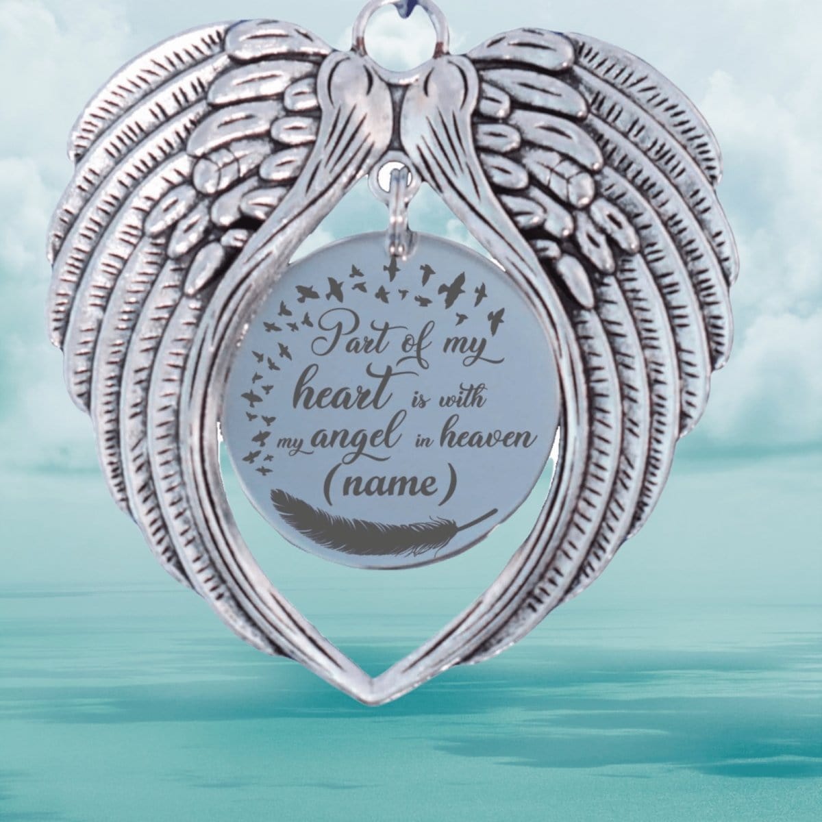 Wagging and Tagging LLC Part of my heart is with my angel in heaven Memorial - Ornament