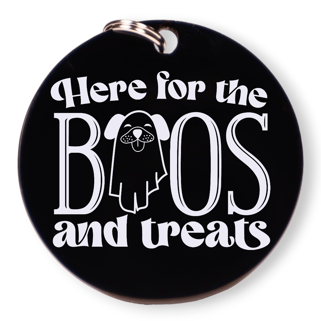 Wagging and Tagging LLC Pet ID Tags 1.37” - Black Here for the boo's - Pet tag