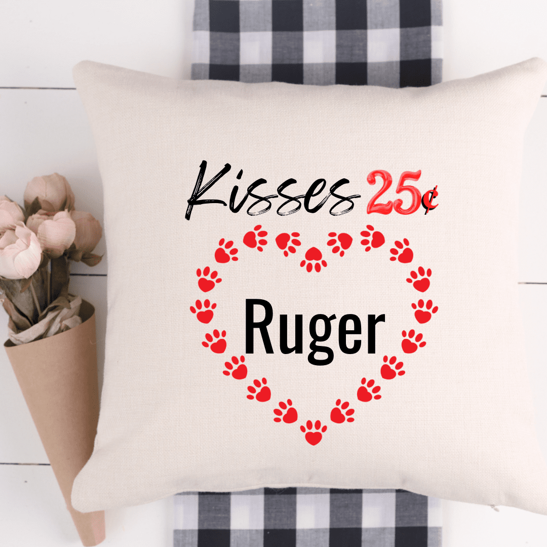 Wagging and Tagging LLC Pillowcase- Kisses .25 personalized