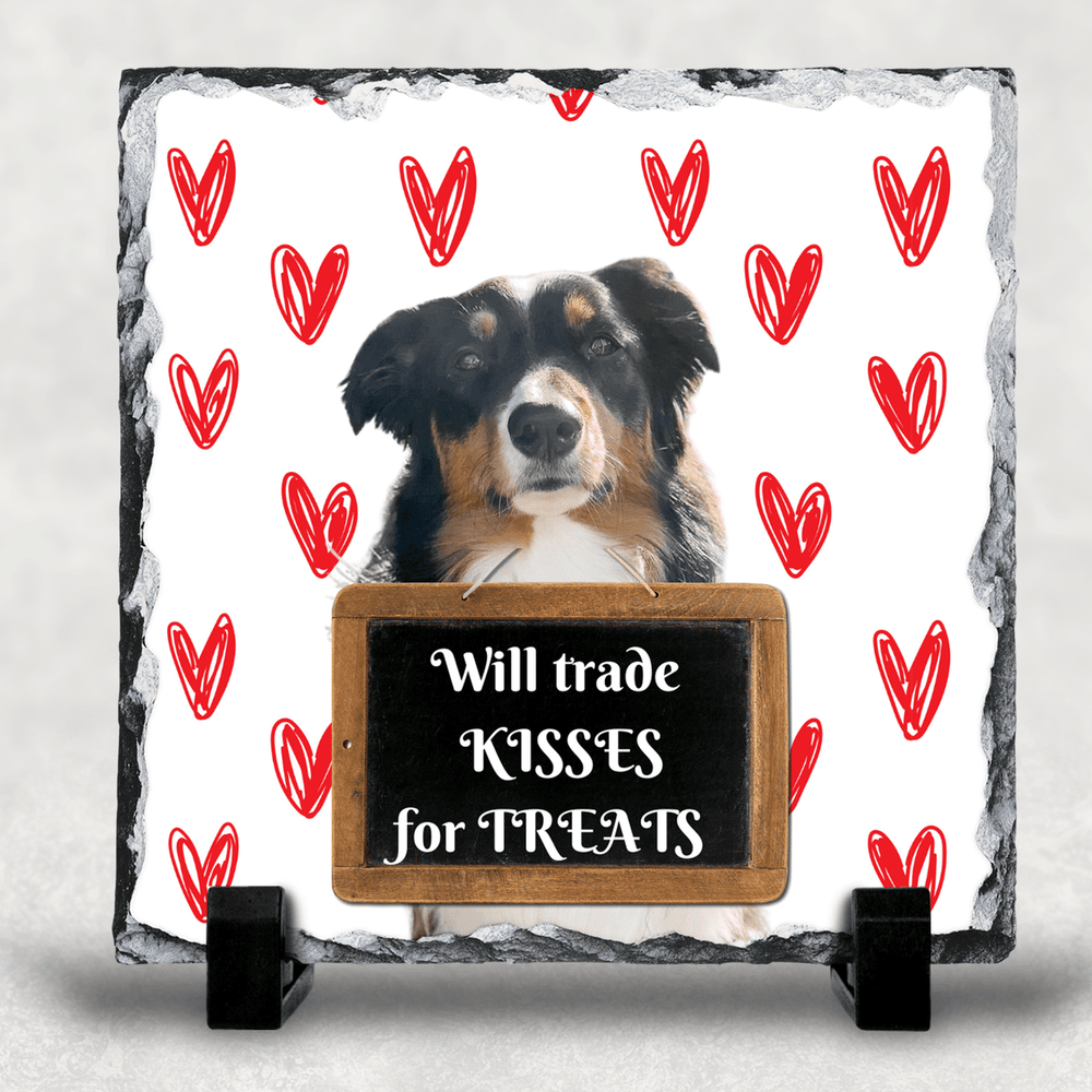 Wagging and Tagging LLC Red hearts Slate- Custom