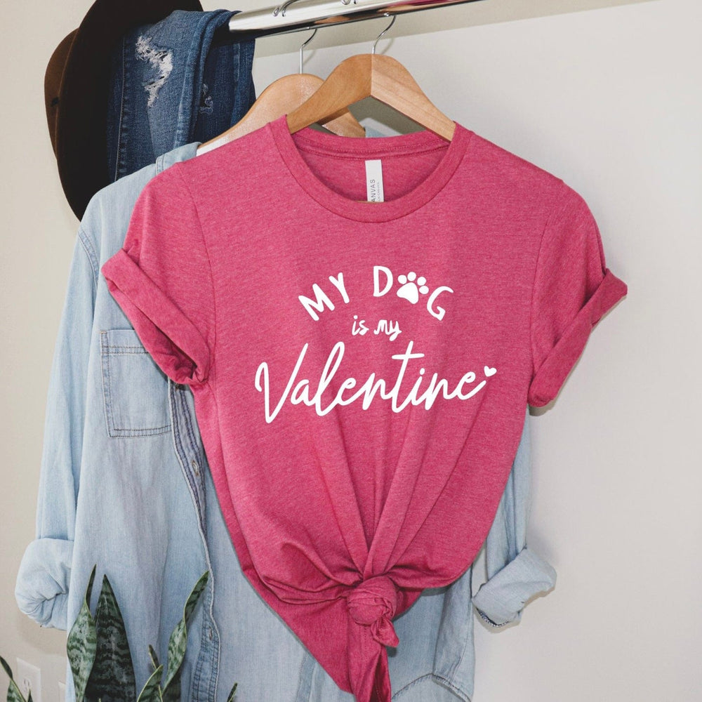 Wagging and Tagging LLC Shirt XS / Raspberry Heather My dog is my Valentine